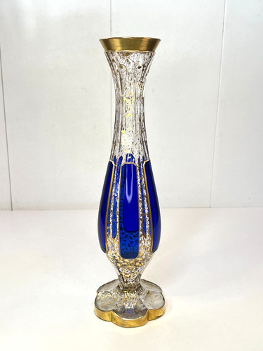 Bohemian crystal vase cobalt