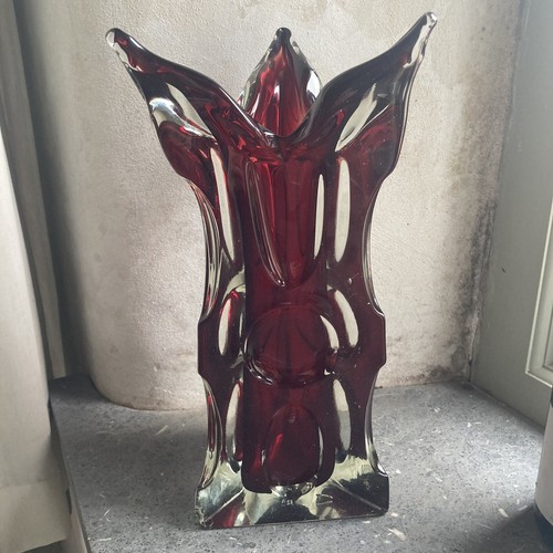 Vintage red karlovarske sklo - red,