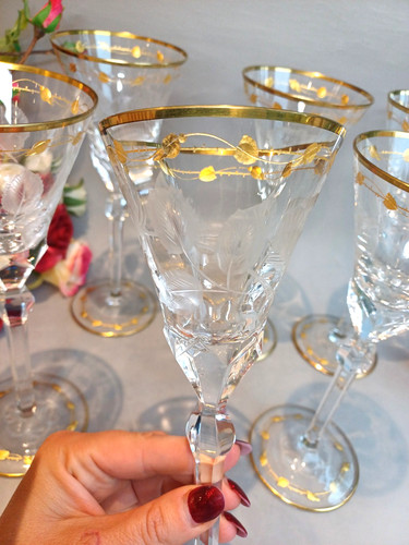 Bohemian moser etched wine - moser,