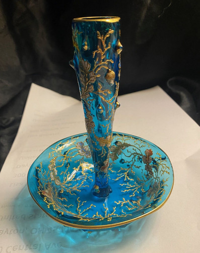 Moser hand painted blue glass - moser,