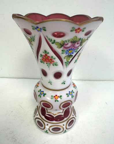 Vtg moser amber cut cranberry - vtg,