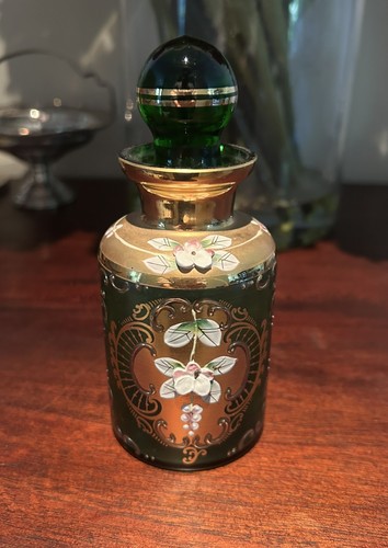 Antique moser green bottle - green,