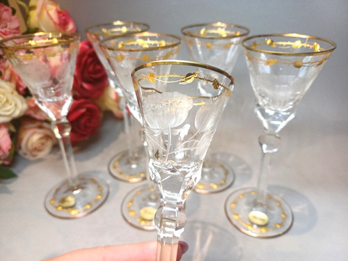 Bohemian moser etched sherry - bohemian,