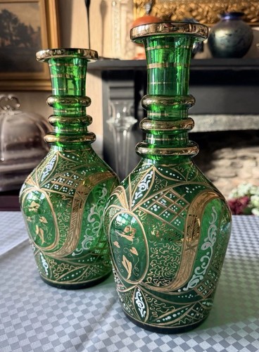 Antique moser attributed pair - moser,