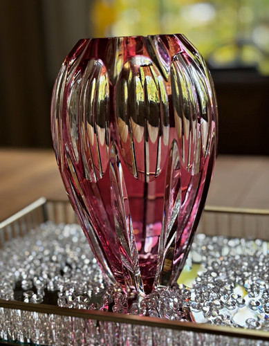 Moser red crystal vases art - moser,