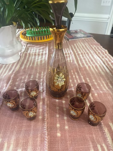 Vtg moser bohemia glass amber - vtg,