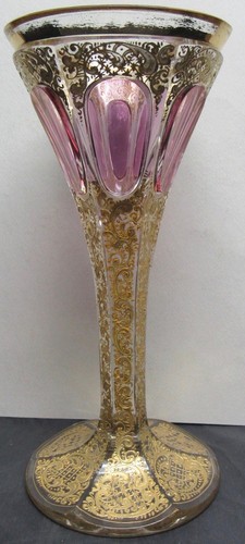Moser type cut glass gold - glass,