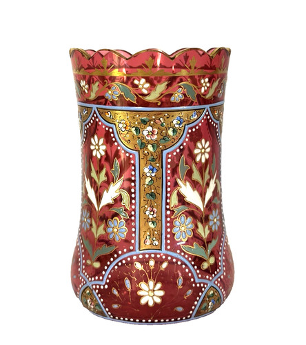 Moser cranberry glass vase - glass,