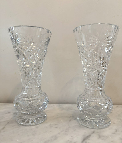Pair vintage heavy crystal - 8",