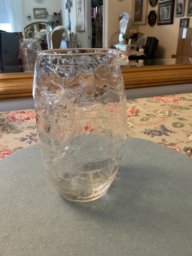Vintage crackle glass jug - glass,