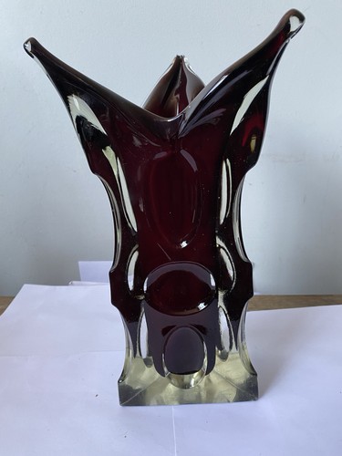 Vintage red karlovarske sklo - red,